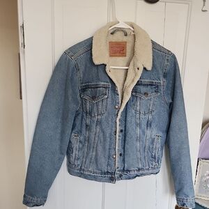 Levi's Blue Denim Jacket with Cream Sherpa Lining
